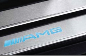 AMG door sill panels, Models from 03/2006, blue-backlit, 4-piece, appointment colour black, x 2